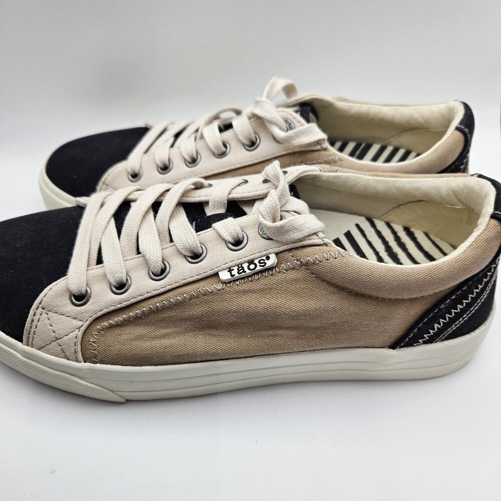 Taos Plim Soul Sneakers Womens Size 8W Black Tan Multi Canvas Lace Up Low Top - Picture 8 of 9